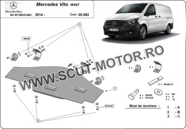 Scut metalic pentru sistemul Stop&Go Mercedes Vito W447, 4x2, 1.6 D 3