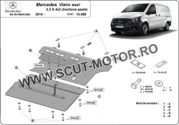 Scut motor Mercedes Viano W447 2.2 D, 4x2 (tracțiune spate) 3