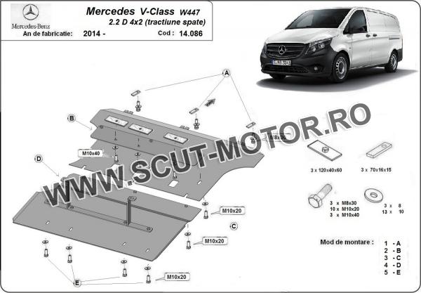 Scut motor Mercedes V-Class W447 2.2 D, 4x2 (tracțiune spate) 3