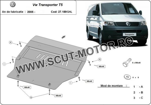 Scut motor galvanizat Volkswagen Transporter T5 3