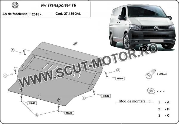 Scut motor galvanizat Volkswagen Transporter T6 3