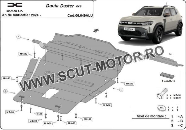 Scut motor din aluminiu Dacia Duster - 4x4 3