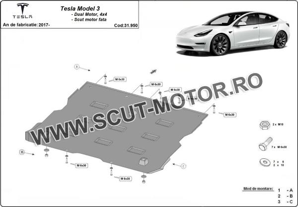 Scut motor faţă Tesla Model 3 AWD 3