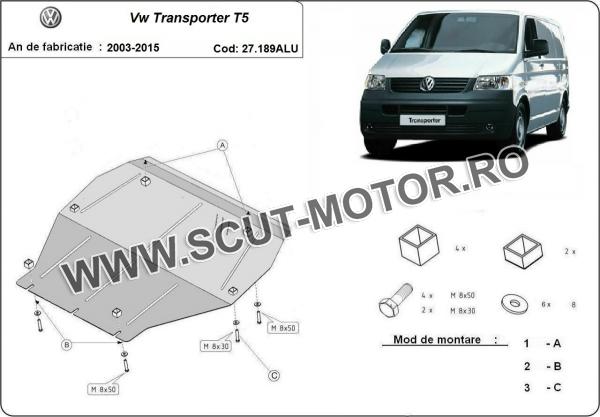 Scut motor metalic din aluminiu Volkswagen Transporter T5 3