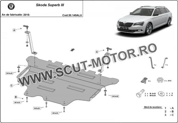 Scut motor din aluminiu Skoda Superb III 3