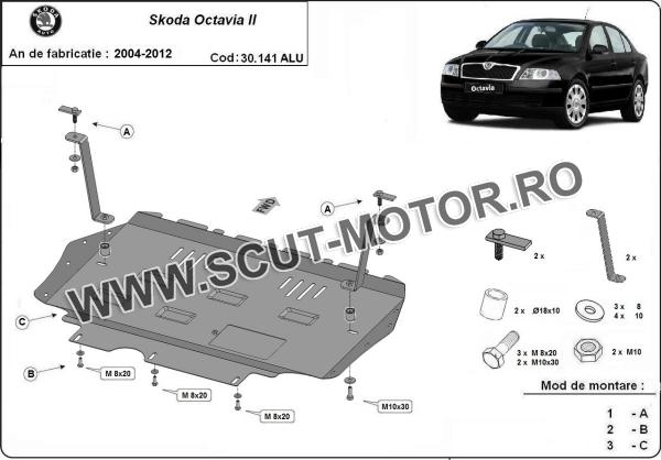 Scut motor din aluminiu Skoda Octavia 2 3