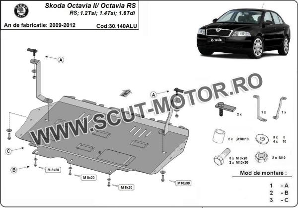 Scut motor din aluminiu Skoda Octavia 2 3