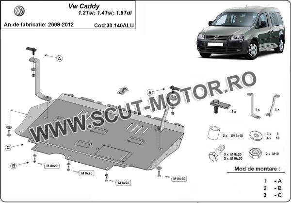 Scut motor din aluminiu Volkswagen Caddy 3