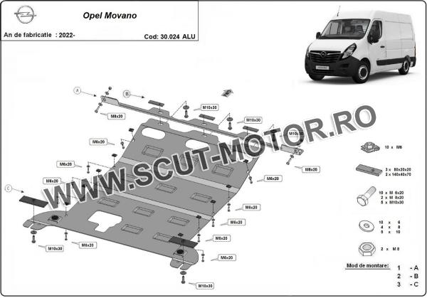 Scut motor din aluminiu Opel Movano 3