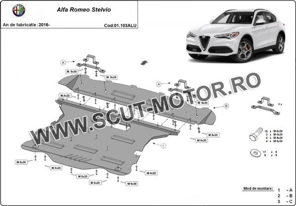 Scut motor din aluminiu Alfa Romeo Stelvio 3
