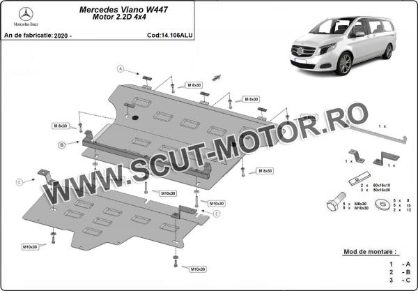 Scut motor din aluminiu Mercedes Viano W447 2