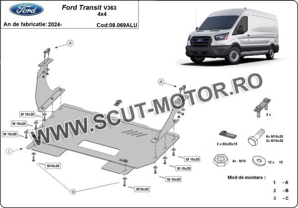 Scut motor din aluminiu Ford Transit V363 4x4 2