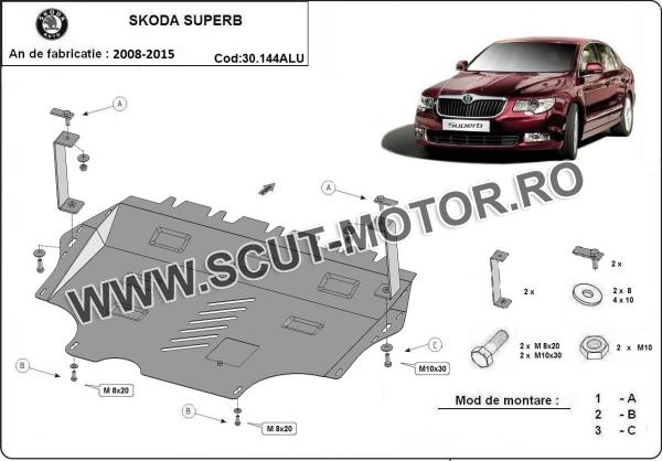 Scut motor din aluminiu Skoda Superb II 2