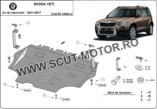 Scut motor și cutie de viteză din aluminiu Skoda Yeti 2