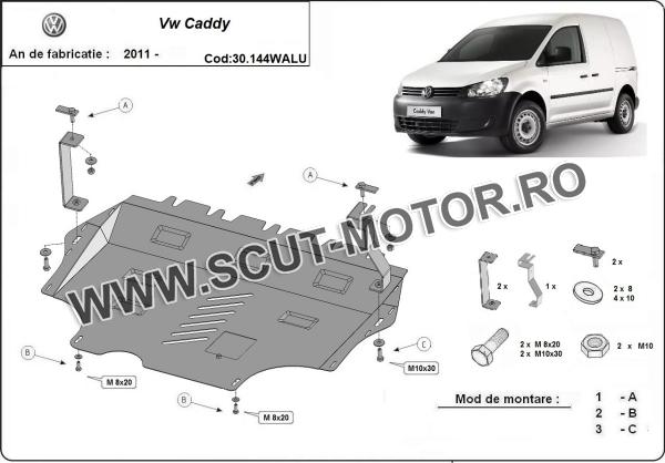 Scut motor din aluminiu VW Caddy cu WEBASTO 3