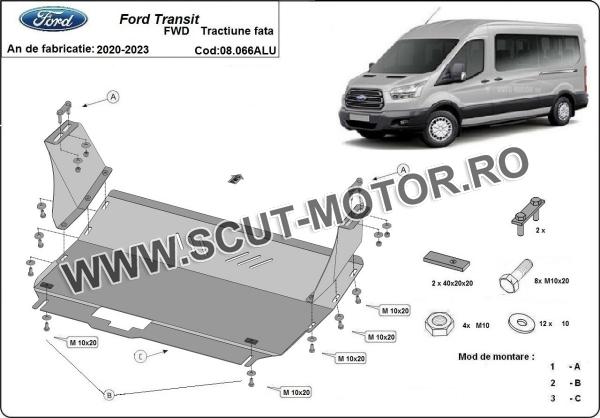 Scut motor din aluminiu Ford Transit  - Tracțiune față 2