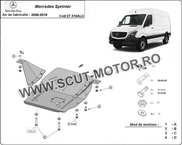 Scut motor și cutie de viteză din aluminiu Mercedes Sprinter W906 3