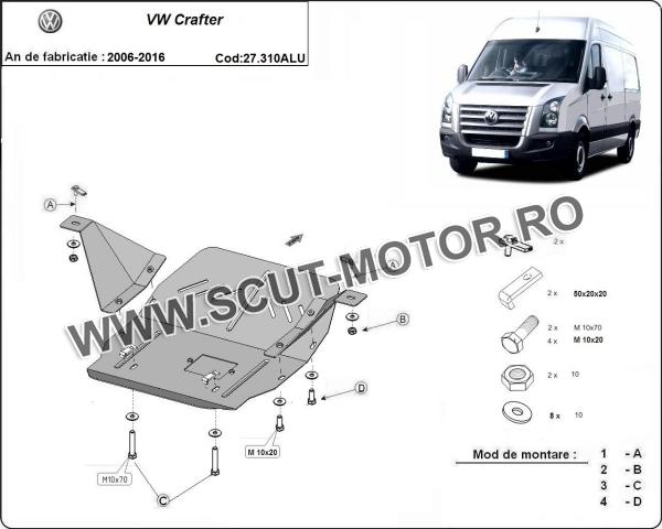Scut motor și cutie de viteză din aluminiu Volkswagen Crafter 3