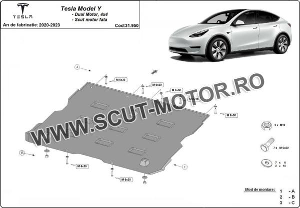 Scut motor faţă Tesla Model Y AWD 3