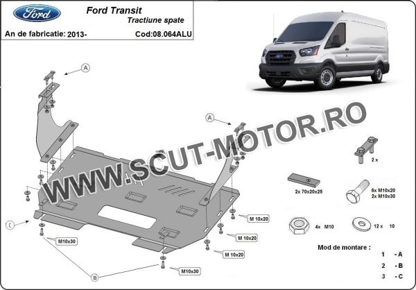 Scut motor din aluminiu Ford Transit  - Tracțiune spate 2