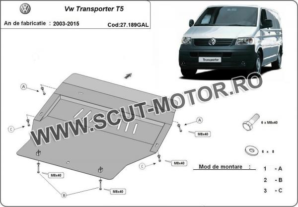 Scut motor galvanizat Volkswagen Transporter T5 3