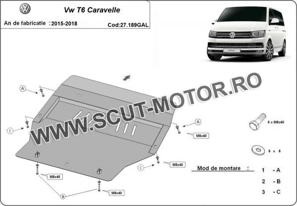 Scut motor galvanizat Volkswagen Transporter Caravelle T6 3