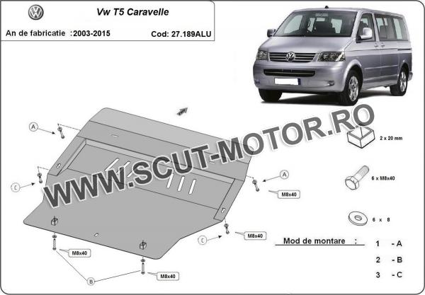 Scut motor din aluminiu Volkswagen Transporter T5 Caravelle 3