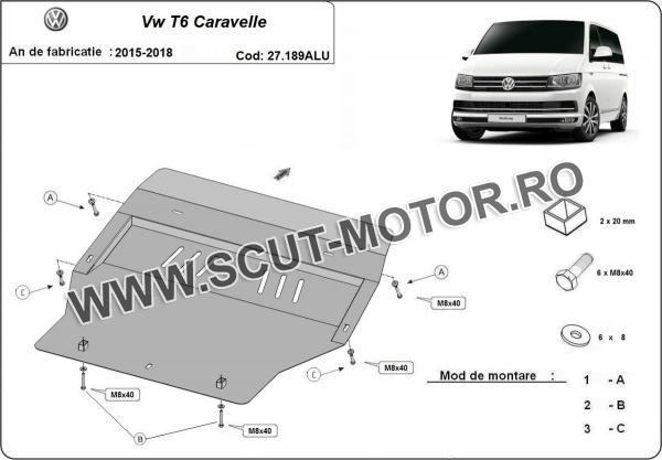 Scut motor din aluminiu Volkswagen Transporter T6 Caravelle 3