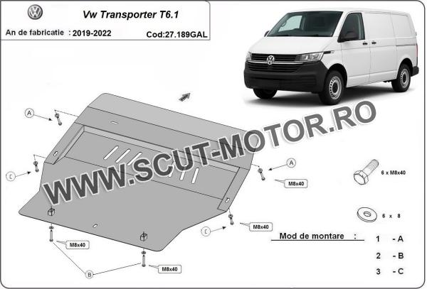 Scut motor metalic galvanizat Volkswagen Transporter T6.1 3