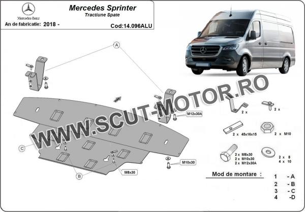 Scut motor din aluminiu Mercedes Sprinter Tracțiune spate 2