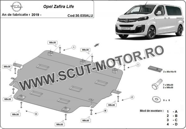 Scut motor din aluminiu Opel Zafira Life 2