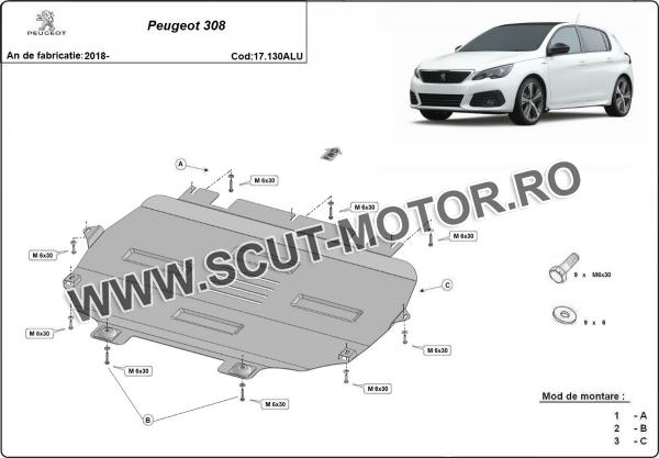 Scut motor din aluminiu Peugeot 308 2