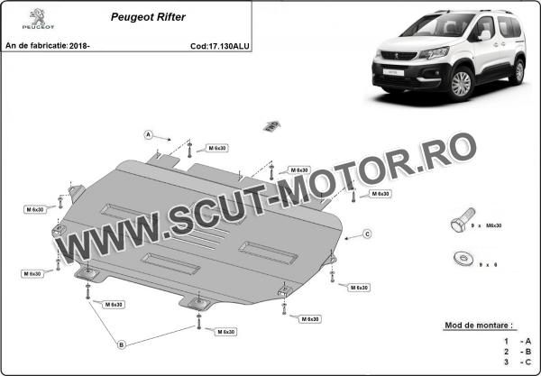 Scut motor din aluminiu Peugeot Rifter 2