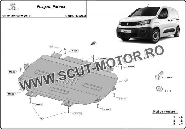 Scut motor din aluminiu Peugeot Partner 2
