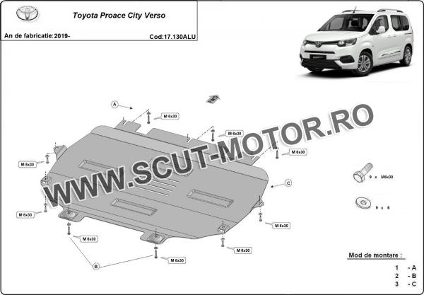 Scut motor din aluminiu Toyota Proace City Verso 2