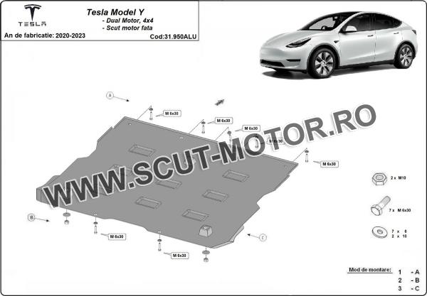 Scut motor faţă din aluminiu Tesla Model Y AWD 2