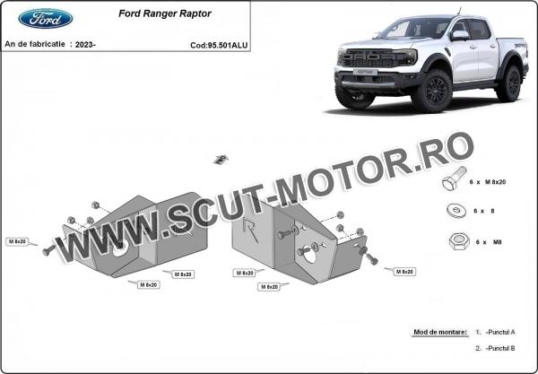Scut de protecție din aluminiu pentru senzorul brațului de suspensie spate Ford Ranger Raptor 2