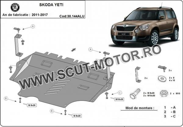 Scut motor și cutie de viteză din aluminiu Skoda Yeti 2