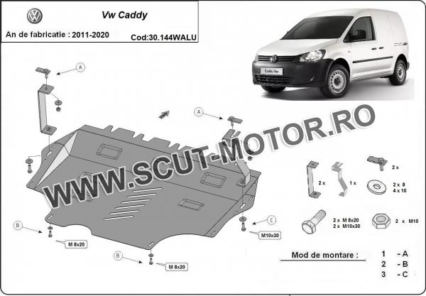 Scut motor din aluminiu VW Caddy cu WEBASTO 2