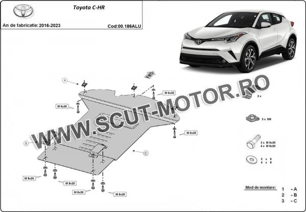 Scut antifurt din aluminiu pentru catalizator Toyota C-HR 2