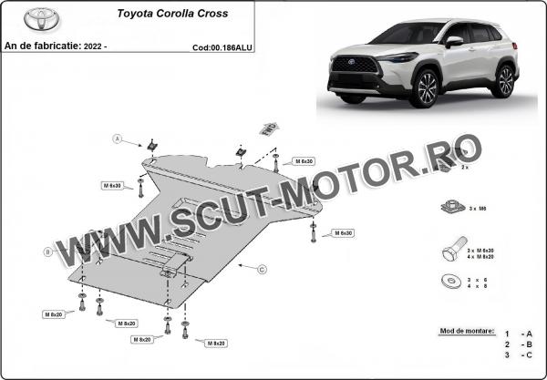 Scut antifurt din aluminiu pentru catalizator Toyota Corolla Cross 2